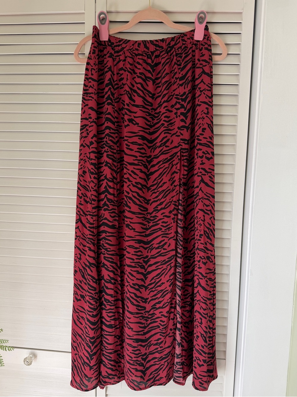 buddy Love Red and Black Animal Print Maxi Skirt - Women with 2 front slits